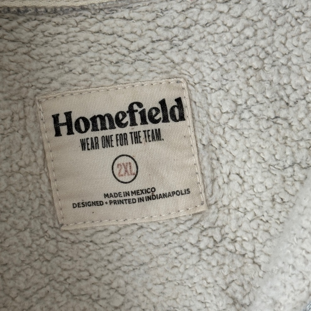 Homefield Vintage-Inspired '90s Quarter Zip 1/4 half sweatshirt beige fleece - Picture 3 of 8